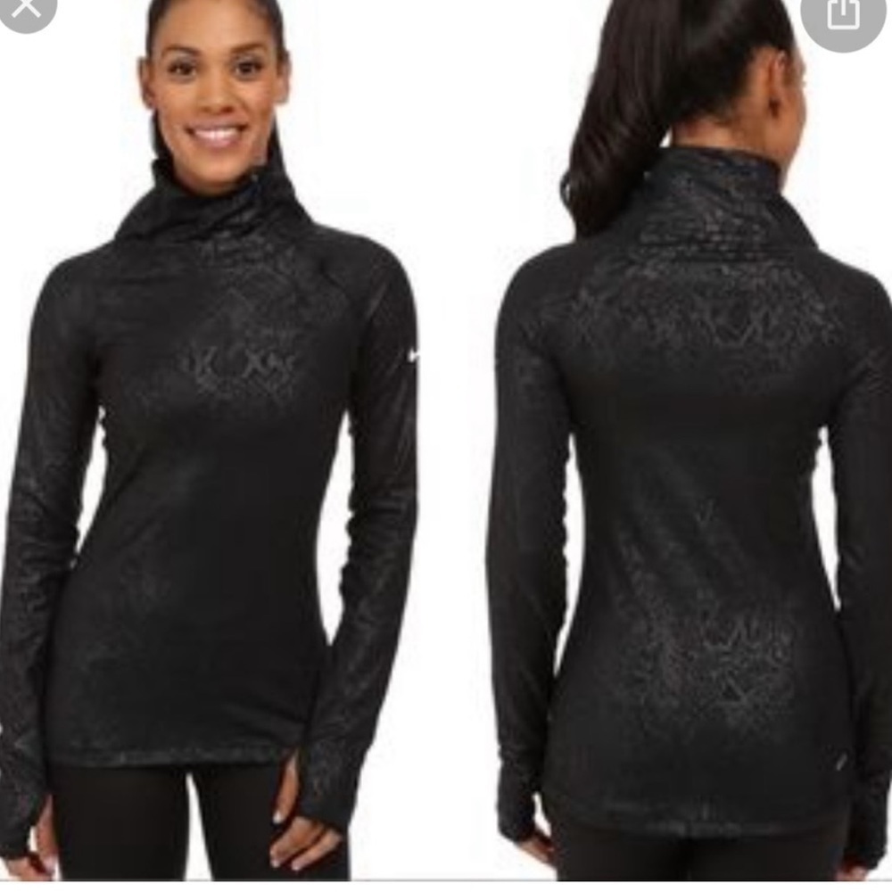 ! Nike Dri Fit Pro Black Snake Skin Print HyperWarm 1/4 Zip Pullover